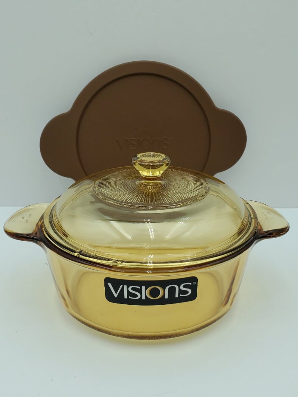Corning Visions 1.25 L Covered Versa Pot Corningware Amber Glass Sauce Pot